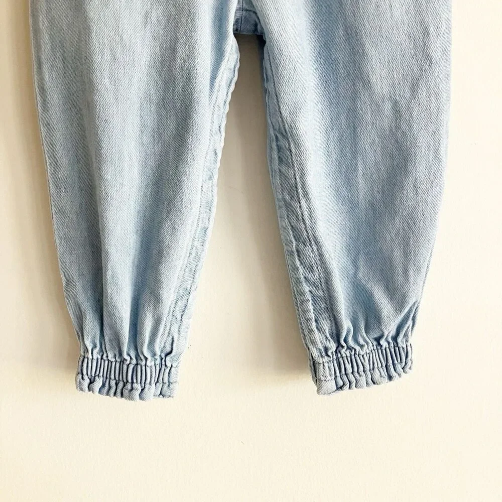 Old Navy Chambray Jumpsuit Baby Girl 18-24M Blue Sleeveless Ric Rac 4th of July
